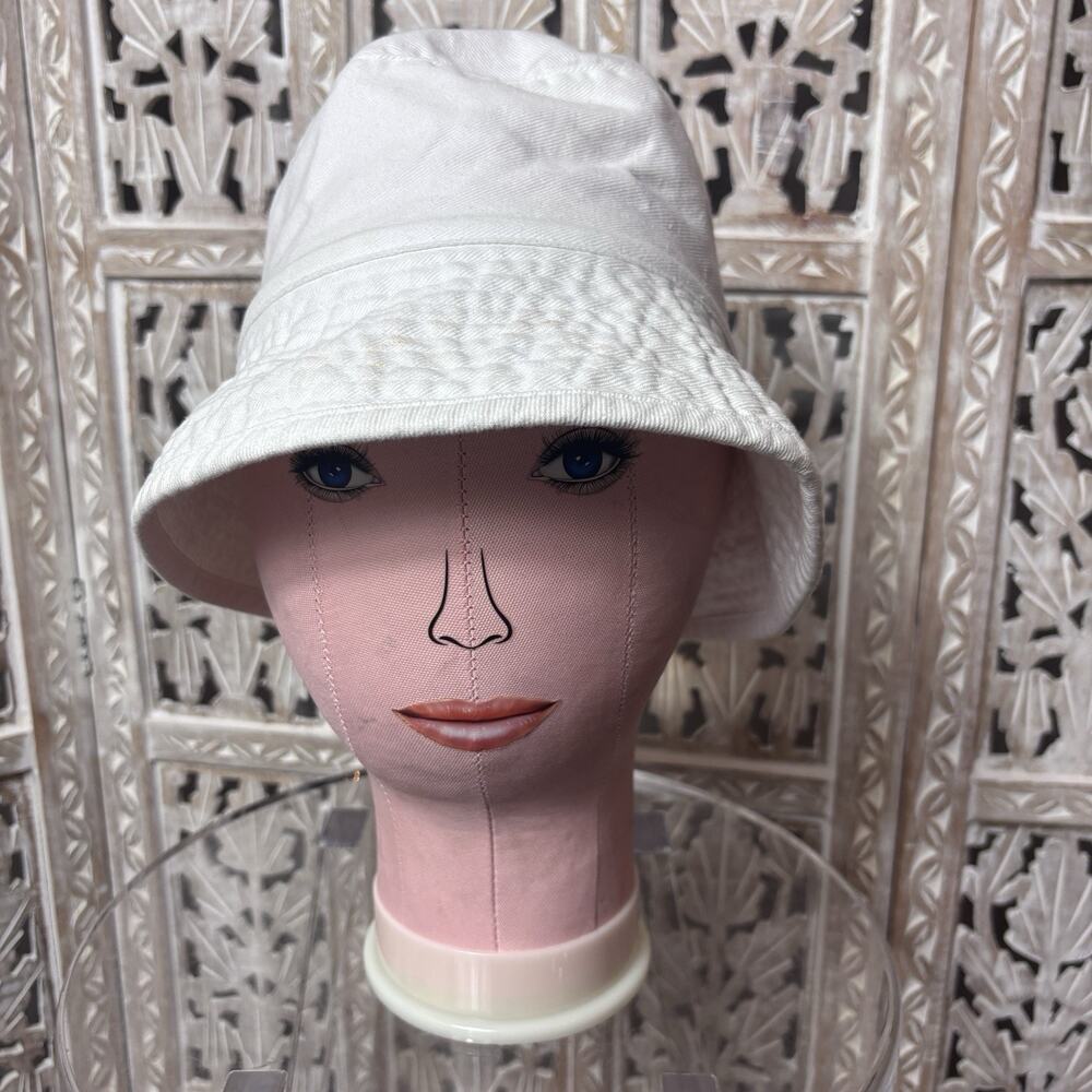 Betmar New York White Cotton Bucket Hat OS Vacation Beach Summer Foldable